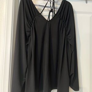 Eloquii Black Ruched Blouse